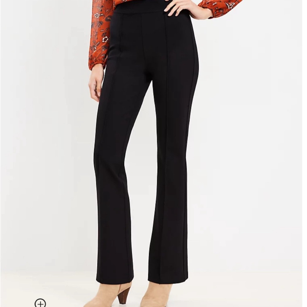 LOFT XL tall Pintucked Pull On Flare Pants in Sculpting Ponte